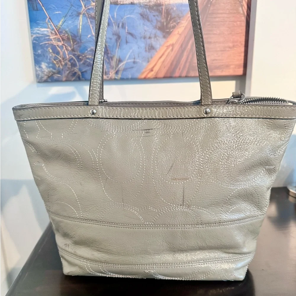 Coach Patent Leather Tote Bag with Signature Patch GUC